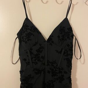 NWT Windsor black mesh floral corset ruched gown